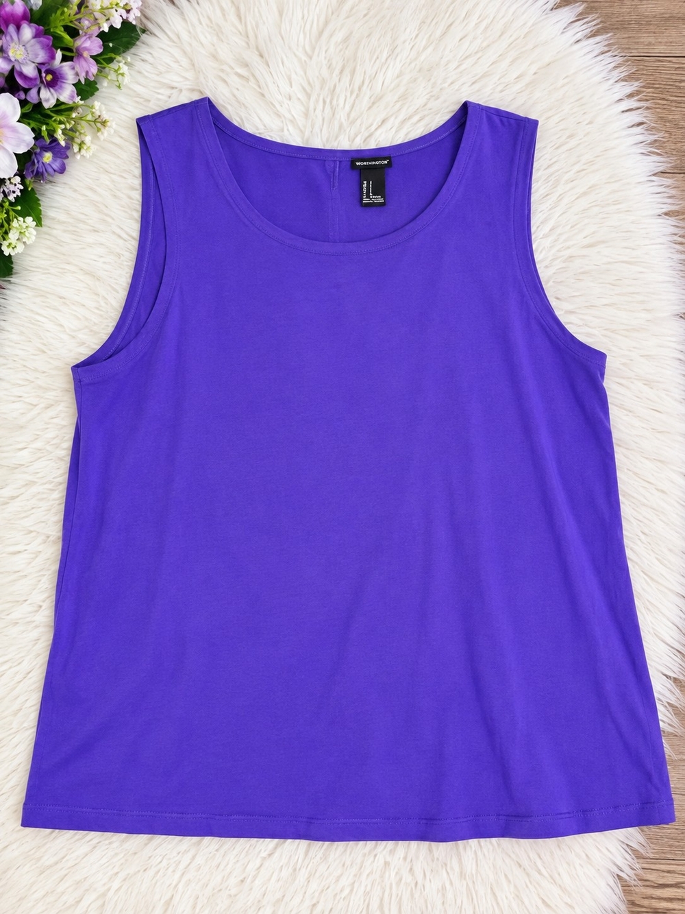 Purple Sleeveless Scoop Neck Tank Top - Size L